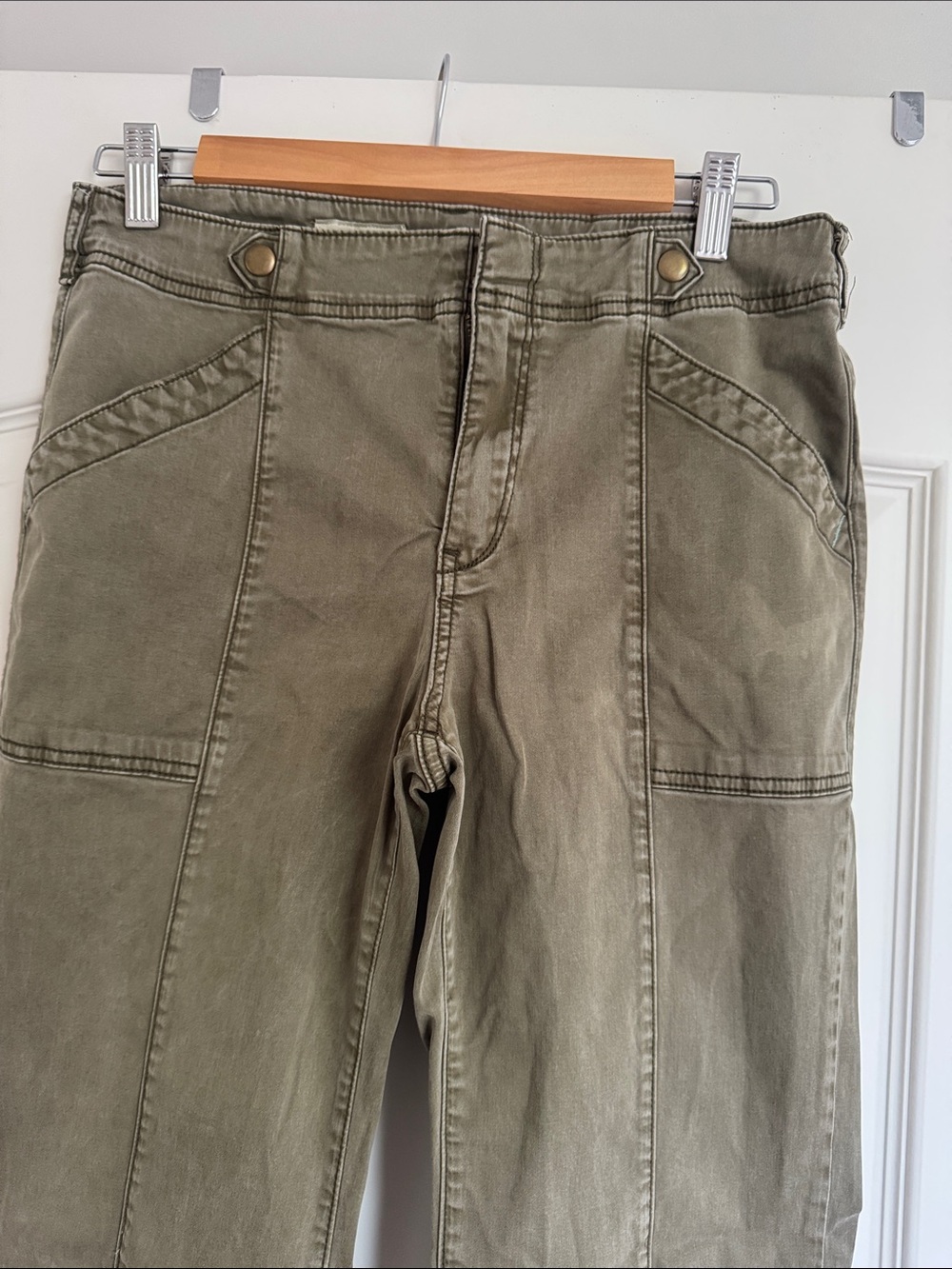 Pilcro Olive Green Wide-Leg Utility Jeans - Picture 2 of 7